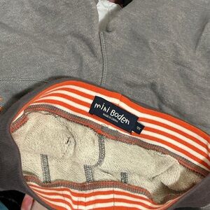 Mini Boden Gray Joggers with Bold Orange Stripes